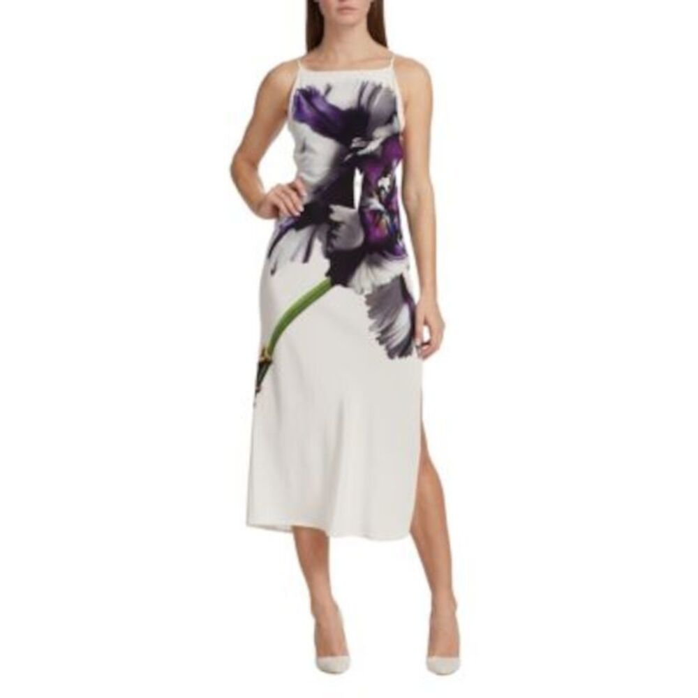 JASON WU Womens White Strappy Open Back Spaghetti Strap Midi Sheath Dress 4